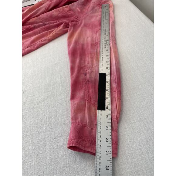 Anthropologie Pilcro Embroidered Tonal Pink Tie Dye Button Up S Boho Cottagecore - Picture 15 of 16